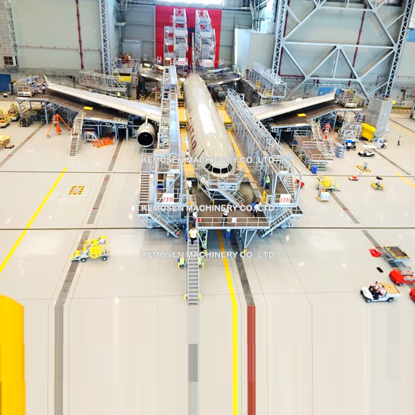 A Worm Gear Screw Jack System in A Tilt Station Transport Platform in Aircraft Wing Handling